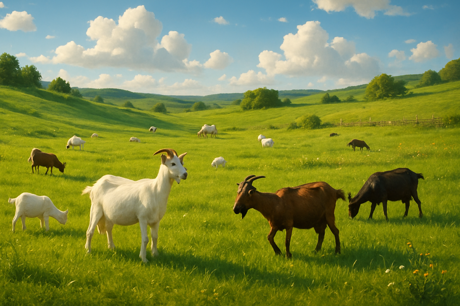 beautiful pasture land with goats